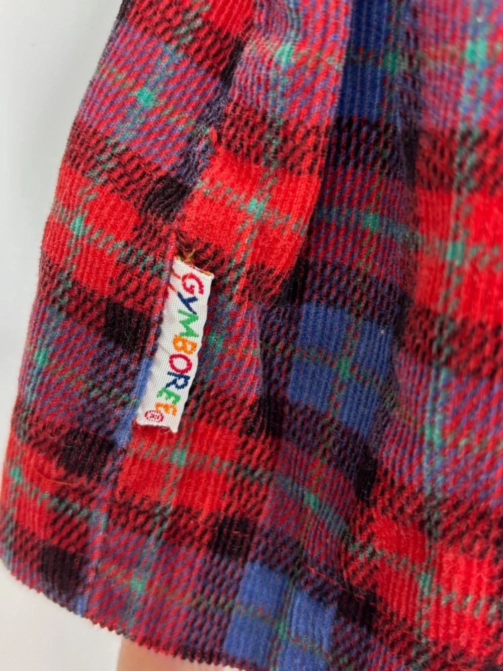 Gymboree Girls Small 18 24 Mo 2T Vintage Corduroy Pinafore Dress Blue Red Plaid